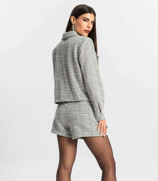 Shorts Feminino de Tweed Shine Endless Preto