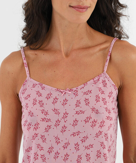 Baby Doll Liganete Flores Alças Finas Marisa Lilás