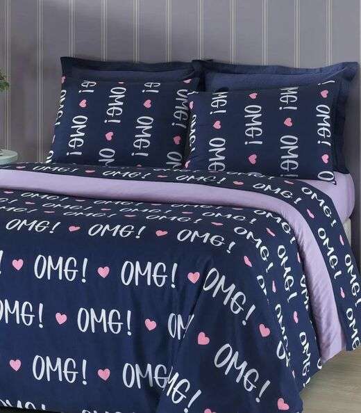 Jogo De Cama 200 Fios Queen 4 Peças Lar E Lazer Azul