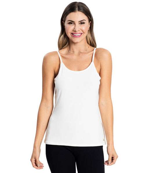 Blusa de Alça Feminina Viscotorcion Básica Rovitex Bege