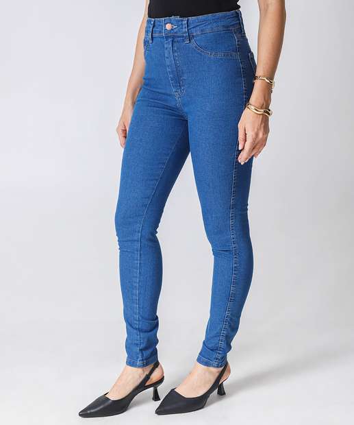 Calça Jeans Skinny Feminina Cintura Alta Marisa Azul 