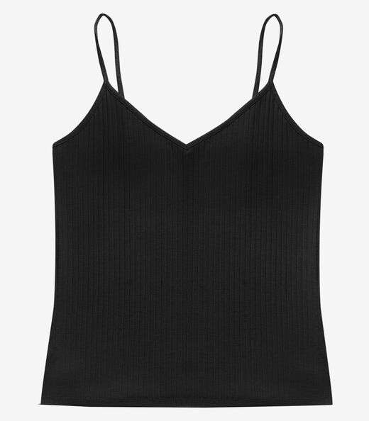Blusa De Alça Feminina Ribana Canelada Rovitex Preto
