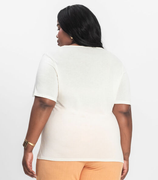 Blusa Visco Tricot Plus Size Secret Glam Bege