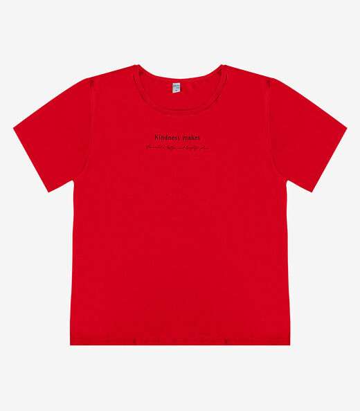 Blusa Feminina Manga Curta Infinita Cor Vermelho