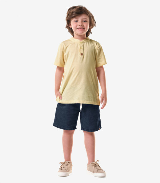Camiseta Infantil  Masculina Meia Malha Trick Nick Amarelo