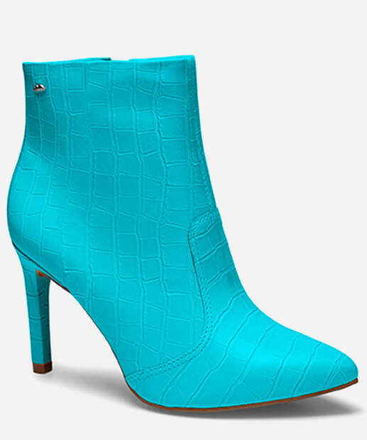 Bota Feminina Cano Curto Salto Fino Textura Croco Dakota