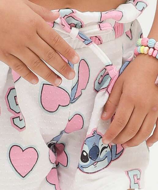 Short Infantil Clochard Stitch Disney Tam 4 a 10