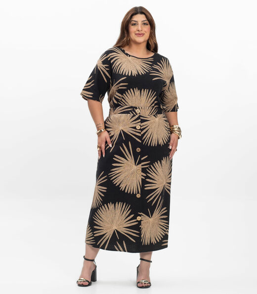 Saia Super Midi Feminina Plus Size Secret Glam Preto