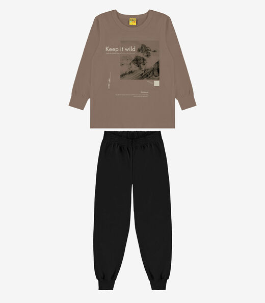Image_Conjunto Camiseta Com Calça Rovi Kids Marrom