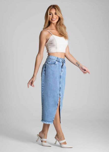 Saia Jeans Sawary Midi - 281986