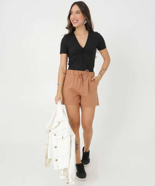 Short Feminino Moletinho Cordão Marisa