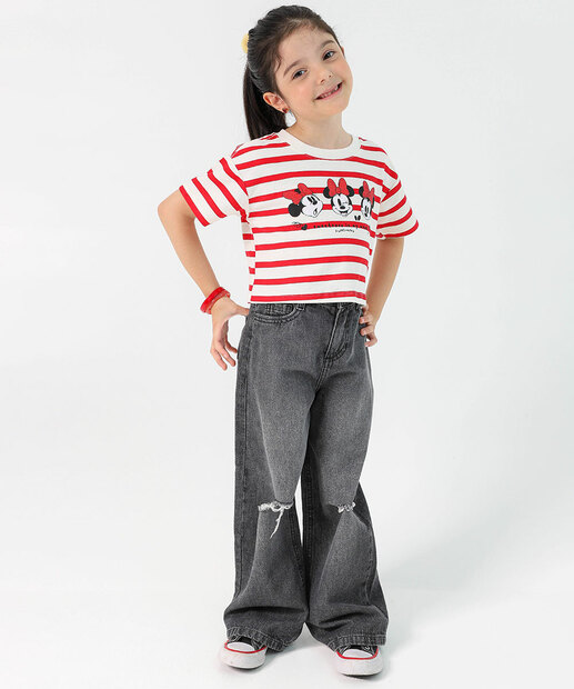 Blusa Infantil Moletinho Minnie Tam 4 a 10 Off White