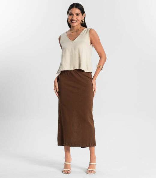 Regata Feminina de Viscose Rovitex Bege