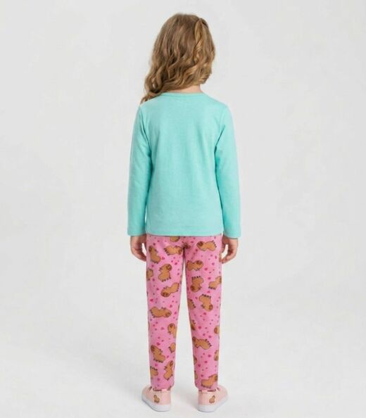 Conjunto Algodão Menina Blusa Longa E Calça Select Verde