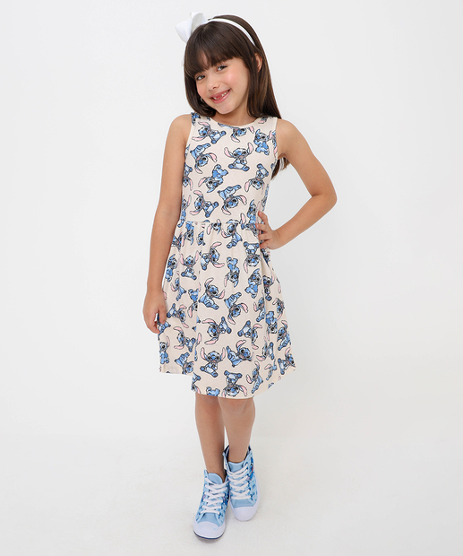 Image_Vestido Infantil Stitch Disney Tam 4 a 10 Bege