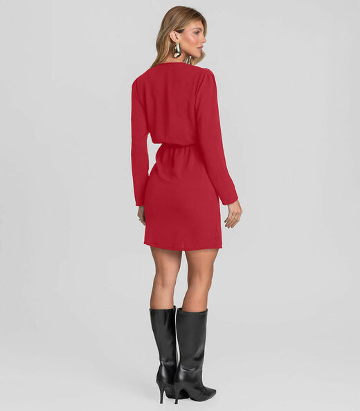 Vestido Feminino Manga Longa Curto Dianna Vermelho