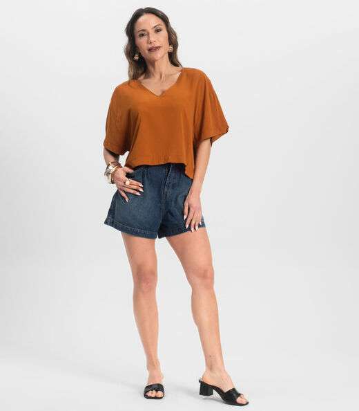 Blusa Feminina Tecido em Viscose Infinita Cor Marrom