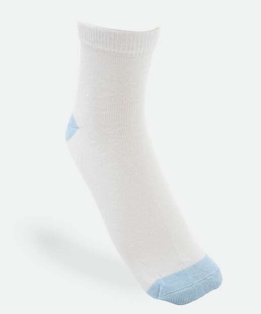 Kit 5 Pares Meias Cano Curto Feminina Bicolor Marisa Branco