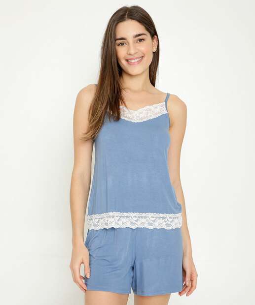 Pijama Feminino Recorte Renda Marisa