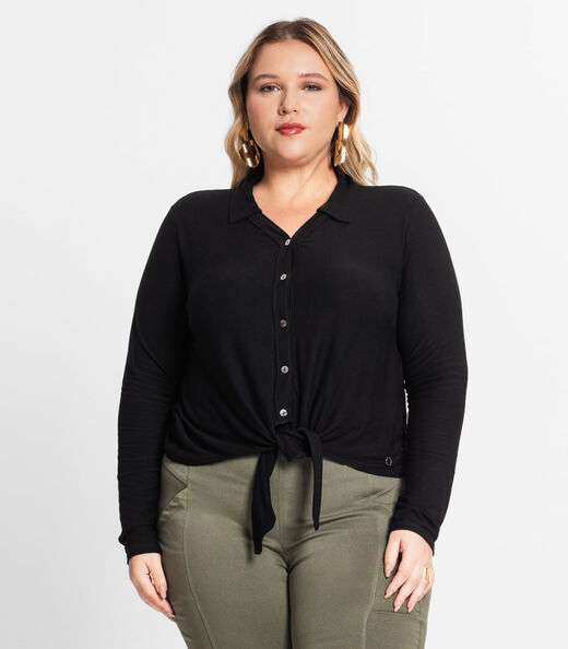 Image_Camisa Feminina Plus Size Em Viscose Secret Glam Preto