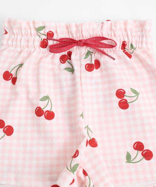 Short Infantil Clochard Estampa Cerejas Marisa Tam 1 a 3