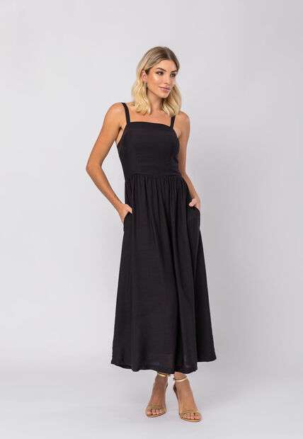Image_Vestido Midi Alfaiataria Bolsos Preto Salvatore