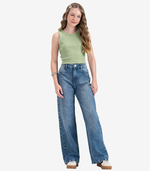 Regata Juvenil Feminina em Ribana de Melange Minty Verde