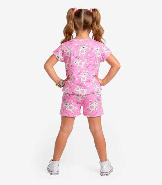 Conjunto Infantil Blusa com Shorts Select Rosa