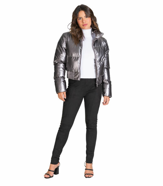 Jaqueta Puffer Feminina Metalizada Sea Surf Cinza