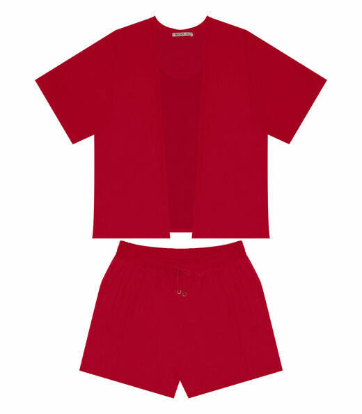 Conjunto Feminino Plus Size 3 Peças Secret Glam Vermelho