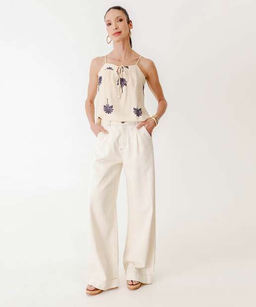 Blusa Feminina Estampa Coqueiros Alças FInas Marisa