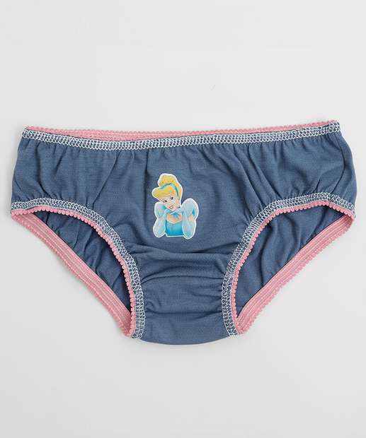 Kit 5 Calcinhas Infantil Estampa Princesas Tam 2 a 12 Rosa