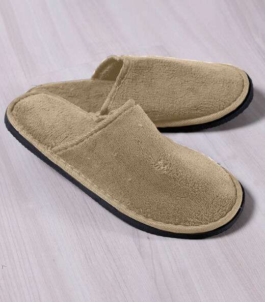 Image_Pantufa Masculina Em Plush Bene Casa Bege