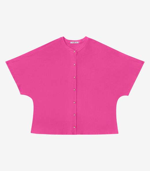 Camisa Manga Curta Feminina Plus Size Secret Glam Rosa