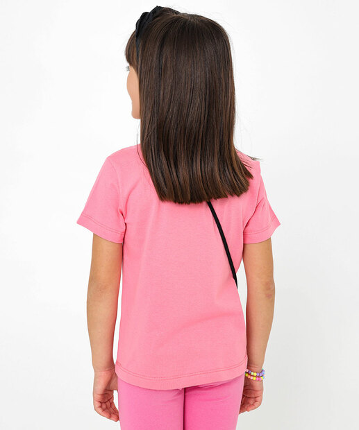 Blusa Infantil Hello Kitty Bolsinha Tam 4 a 10 Rosa
