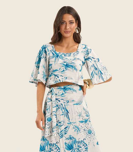 Image_Blusa Cropped Manga Ampla em Meia Malha Endless Azul