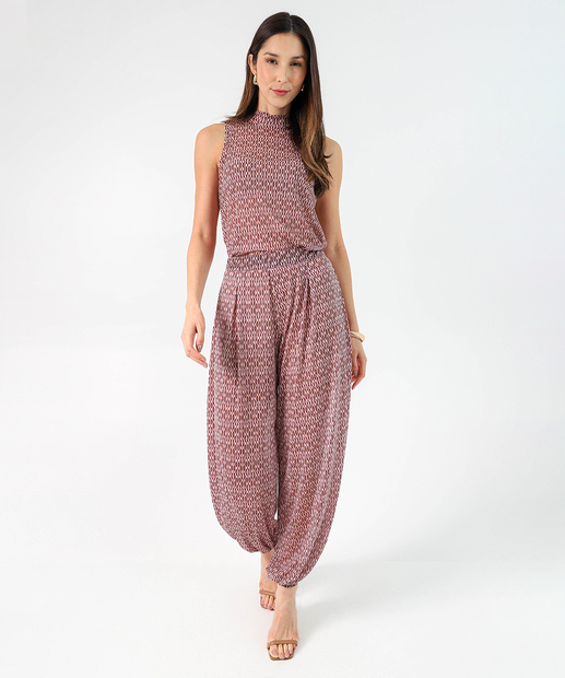 Blusa Feminina Estampada Sem Manga Marisa Vinho