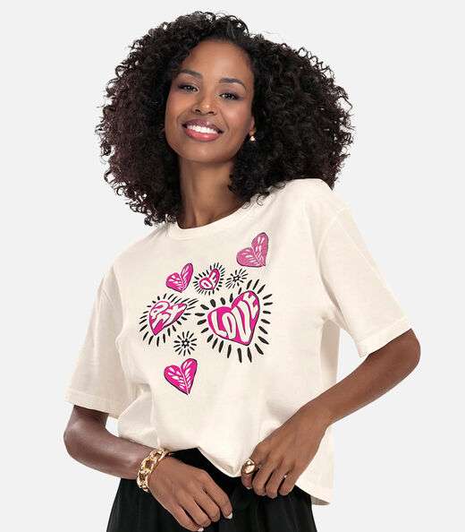 Camiseta Feminina T- Shirt Meia Malha Rovitex Bege