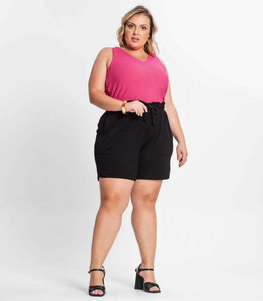 Regata Feminina Plus Size Secret Glam Rosa