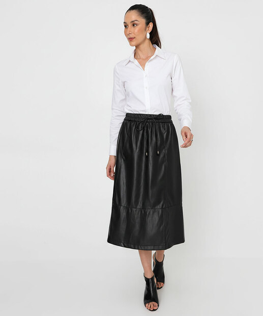 Image_Saia Feminina Midi Evasê PU Marisa Preto