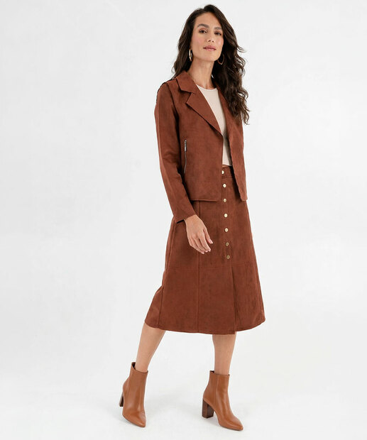 Image_Saia Midi Feminina Botões Fenda Marisa Marrom