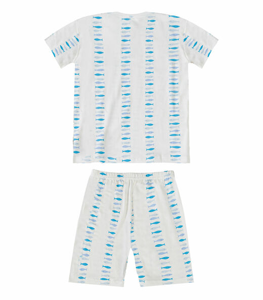 Pijama Infantil Masculino Blusa E Bermuda RoviKids Bege