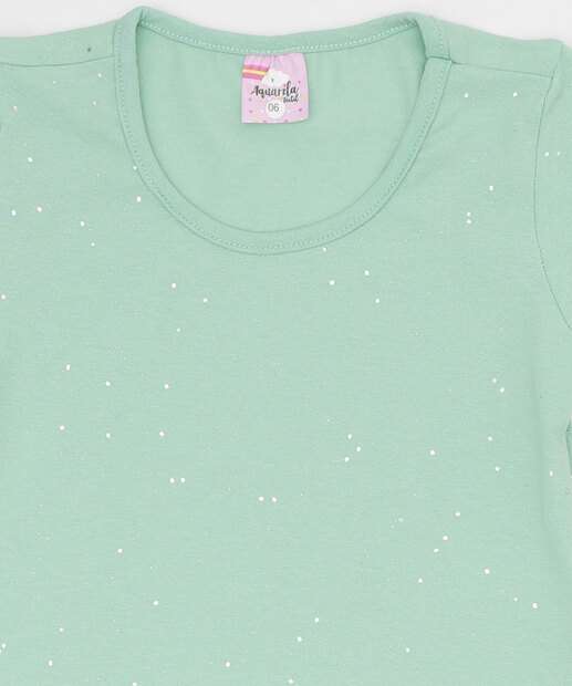 Blusa Infantil Cropped Glitter Manga Curta Tam 4 a 10