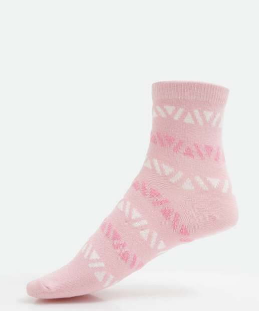 Kit 3 Pares Meias Soquete Feminina Estampadas