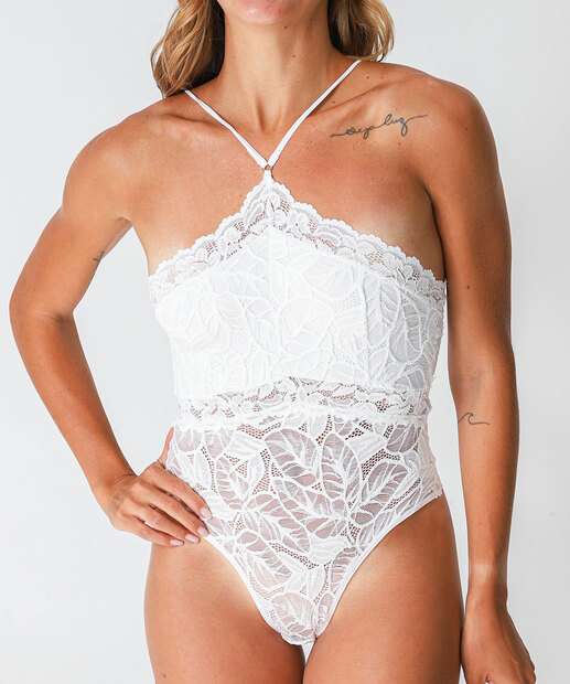 Body Feminino Sensual Renda Sem Bojo Branco