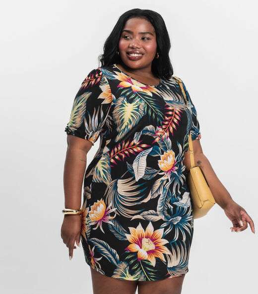 Vestido Malha Fria Plus Infinita Cor Preto