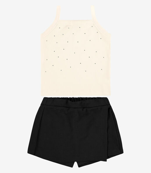 Conjunto Regata com Shorts Saia RoviKids Bege