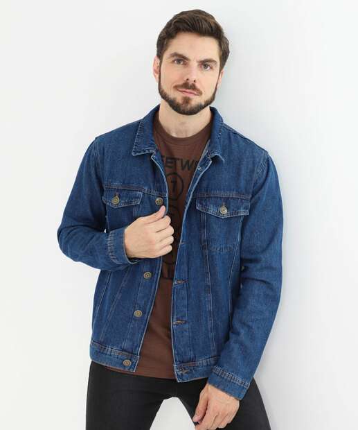Image_Jaqueta Masculina Jeans Bolsos Azul