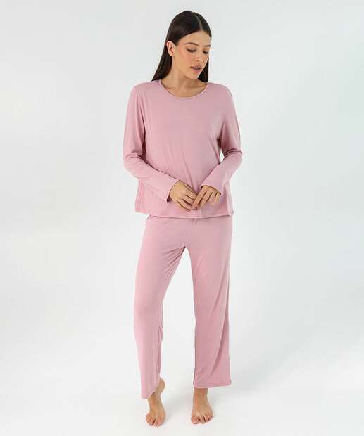 Image_Pijama Feminino Liso Manga Longa Marisa Rosa