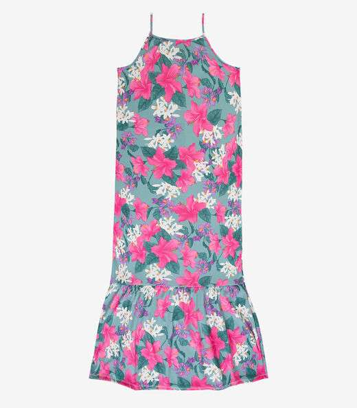 Vestido Longo Feminino Estampado Select Verde
